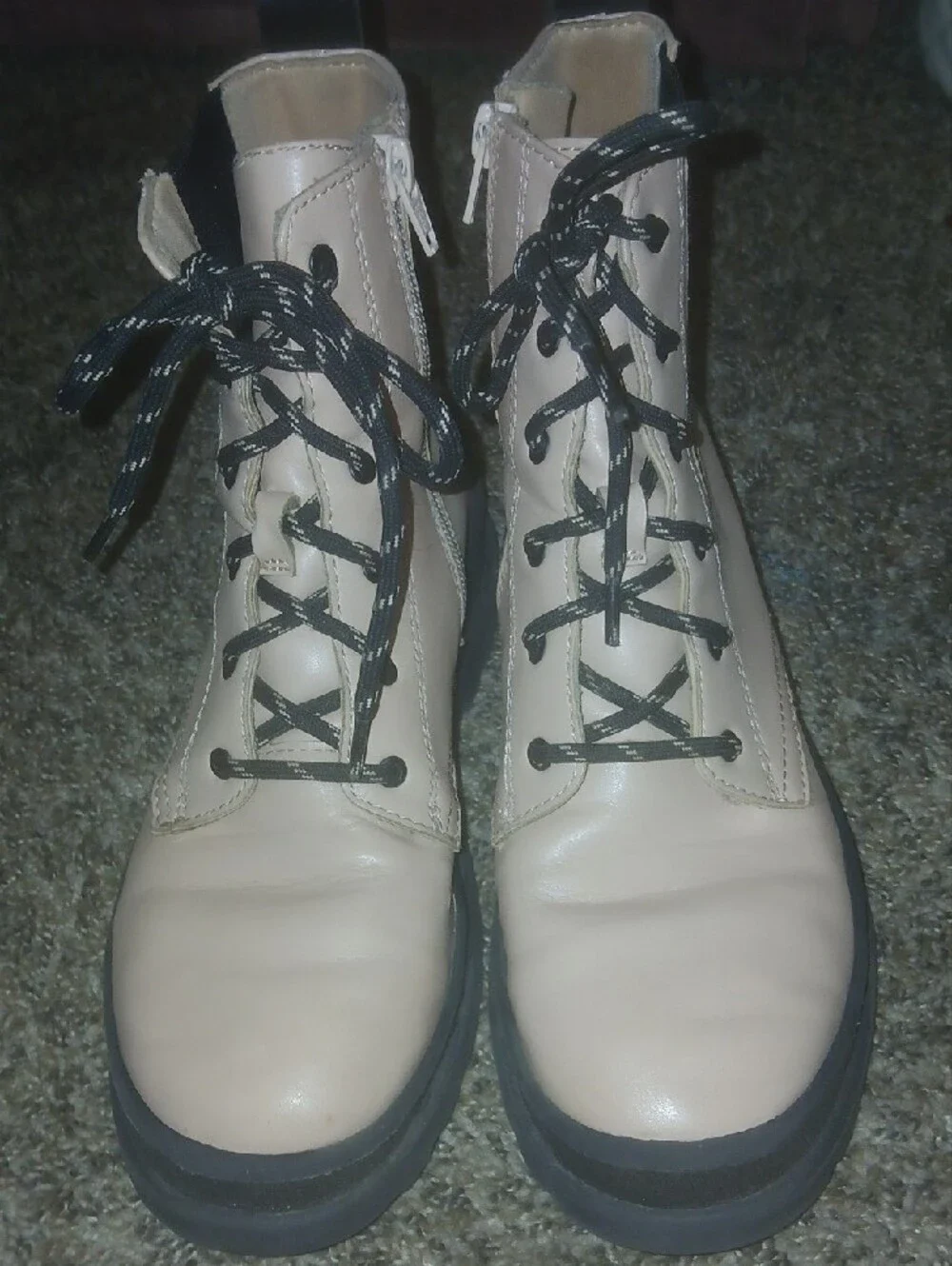 Kids Wonder Nation Pink Black Lug Sole Combat Boots Sude Zip Sz: 5